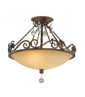 Ceiling light Chateau Glass, steel Mocha bronze 2 bulbs 33.4cm
