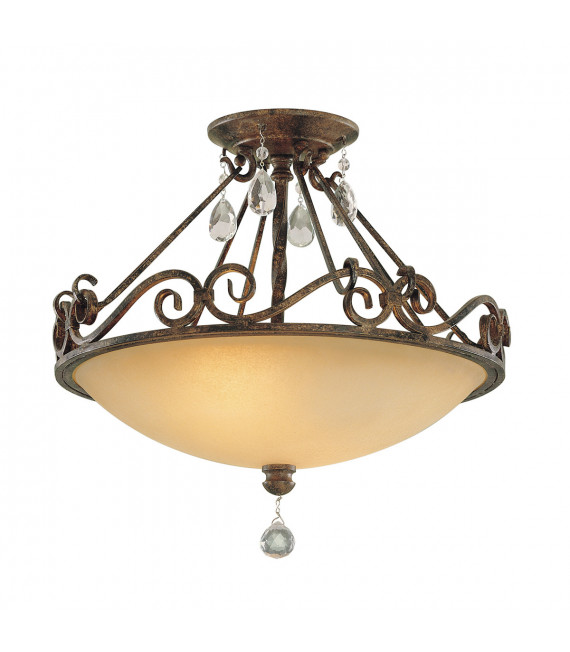 Deckenleuchte Chateau Glass, Stahl mocca bronze 2flammig 33,4cm
