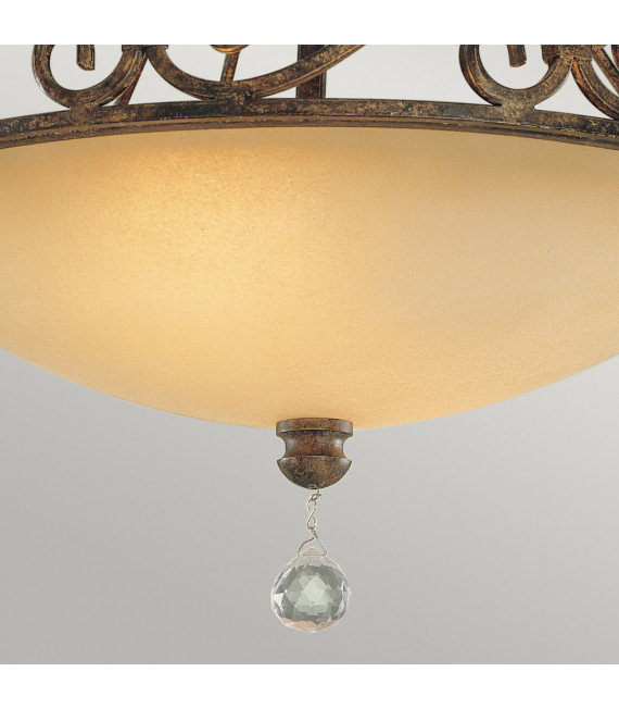 Ceiling light Chateau Glass, steel Mocha bronze 2 bulbs 33.4cm