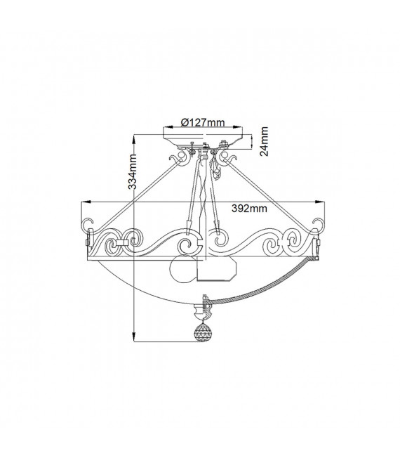 Plafón Chateau Glass, acero Mocha bronce 2 bombillas 33,4cm