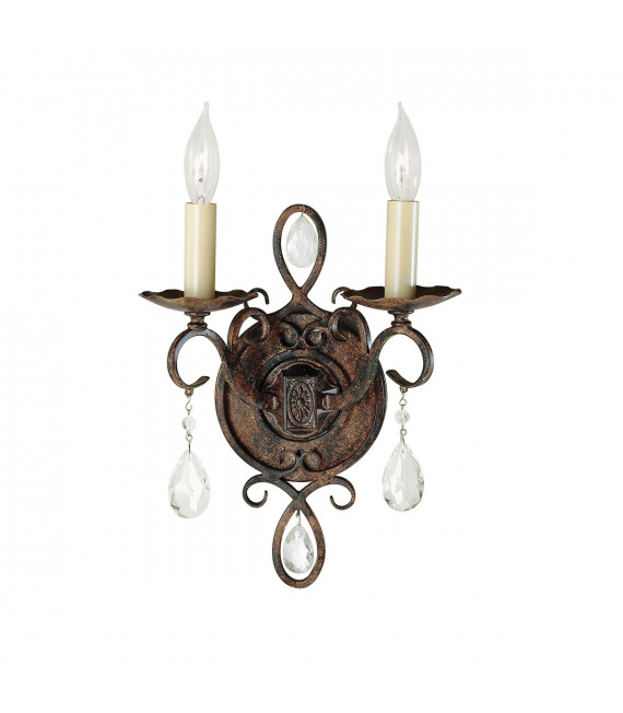 Wall light Chateau Steel, mocha bronze crystal 2 bulbs 29.8cm