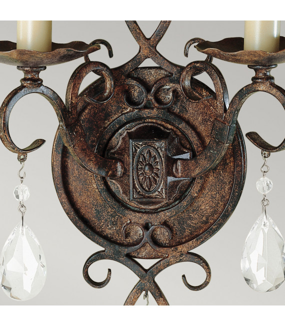 Wandleuchte Chateau Steel, Mocca Bronze Kristall 2-flammig 29,8cm