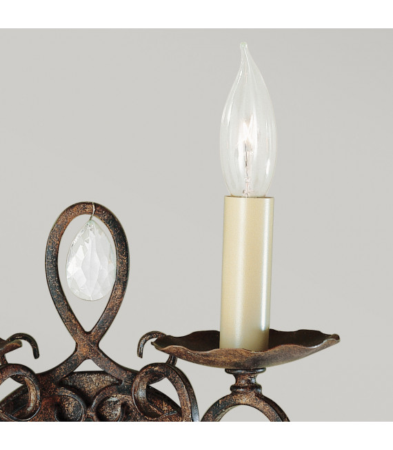 Lampada da parete Chateau Steel, cristallo bronzo moka 2 lampadine 29,8 cm
