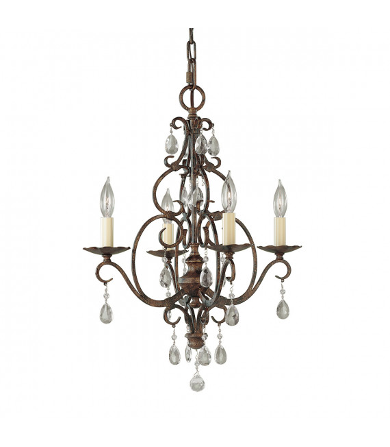 Lampadario senza paralumi Chateau Cristal, acciaio bronzo moka 4 lampadine 54,9 cm