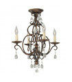 Chandelier sans abats jours Chateau Cristal,acier Bronze moka 4 ampoules 54,9cm
