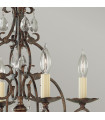 Chandelier sans abats jours Chateau Cristal,acier Bronze moka 4 ampoules 54,9cm