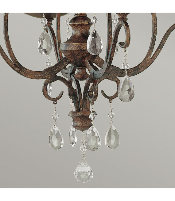 Lampadario senza paralumi Chateau Cristal, acciaio bronzo moka 4 lampadine 54,9 cm
