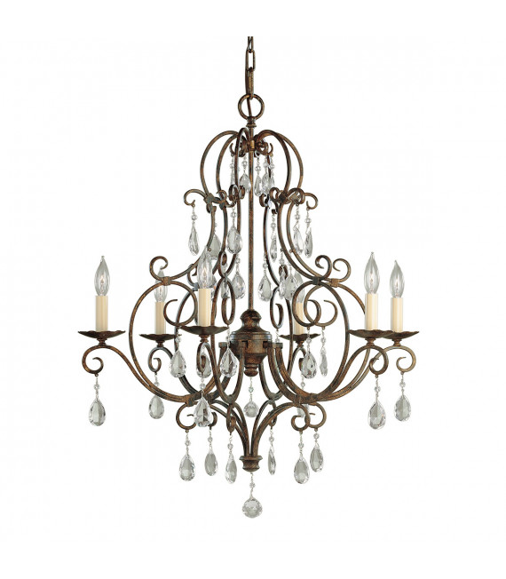 Chandelier without lampshades Chateau Cristal, mocha bronze steel 6 bulbs 76.2cm