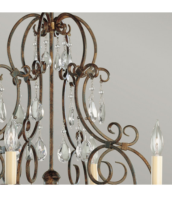 Chandelier without lampshades Chateau Cristal, mocha bronze steel 6 bulbs 76.2cm