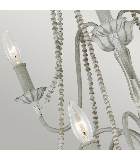Lampadario senza paralumi Maryville Legno, acciaio Grigio lavato 9 lampadine 83,8 cm