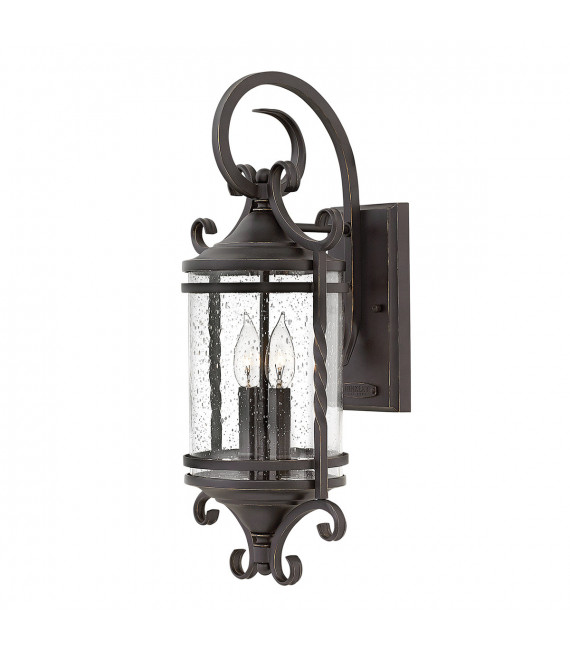 Farol de jardín Casa Cristal transparente, aluminio Negro envejecido 2 bombillas 54,1cm