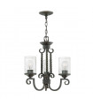 Casa pendant lamp Metal, clear seeded glass Aged black 3 bulbs 47cm