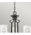 Casa pendant lamp Metal, clear seeded glass Aged black 3 bulbs 47cm