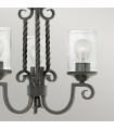 Suspension Casa Métal,verre à graines transparentes Noir vieilli 3 ampoules 47cm