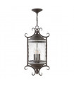 Suspension lanterne Casa Aluminium,verre à graines transparentes Noir vieilli 3 ampoules 59,8cm