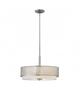 Suspension Jules acier,lin blanc Nickel brossé 3 ampoules 47,1cm
