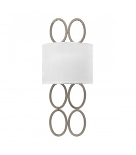 Lamp with lampshade Jules Lin white, brushed nickel steel 2 bulbs 51.5cm