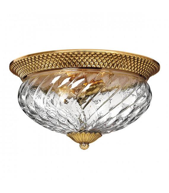 Ceiling light Plantation Solid brass, Clear Burnt brass 3 bulbs 22.3cm