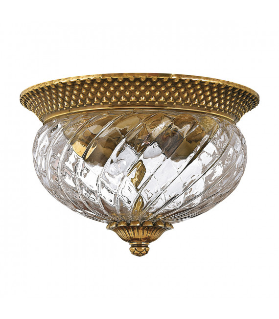 Plafoniera Plantation Ottone massiccio, Trasparente Ottone bruciato 2 lampadine 20cm