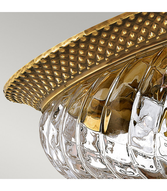 Ceiling light Plantation Solid brass, Transparent Burnt brass 2 bulbs 20cm