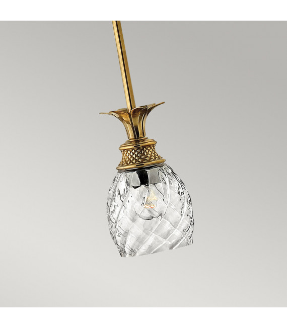 Lámpara colgante Plantation Latón macizo, Latón quemado transparente 1 bombilla 20,6cm