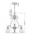Suspension Plantation Laiton massif,Transparent Laiton brûlé 5 ampoules 62,2cm