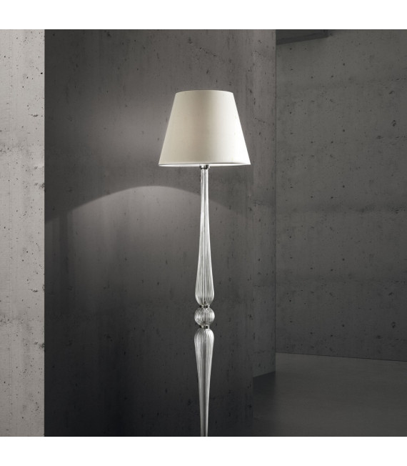 Stehleuchte Dorothy Glas, Metall, PVC Chrom, weiß, transparent 1 Glühbirne 165cm