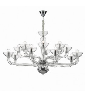 Candelabro senza paralumi Casanova Clear Glass 16 lampadine 65cm