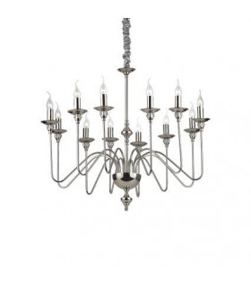 Kronleuchter ohne Lampenschirme Artu Cristal, verchromtes Metall 12 Glühbirnen 98cm