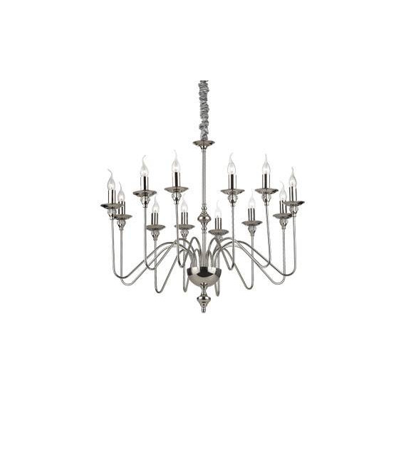 Lampadario senza paralumi Artu Cristal, metallo cromato 12 lampadine 98cm
