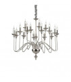 Chandelier without lampshades Artu Cristal, chrome metal 16 bulbs 98cm