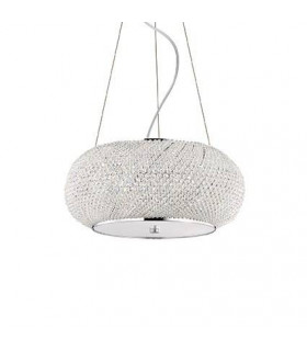 Suspensión LED integrada Pasha Glass, cristal, metal cromado 6 bombillas 28cm