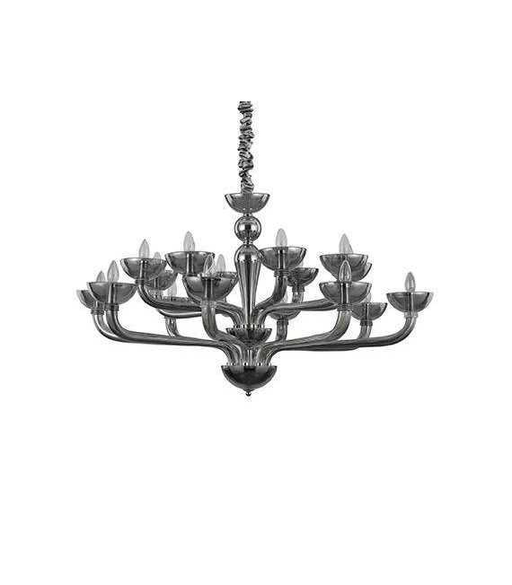 Chandelier sans abats jours Casanova Verre Fumé 16 ampoules 65cm