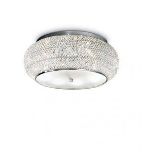 Plafón de diseño Pasha Glass, cristal, metal cromado 10 bombillas 21cm