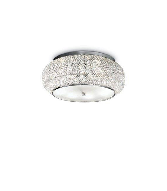 Plafonnier Design Pasha Verre,cristal,métal Chrome 10 ampoules 21cm