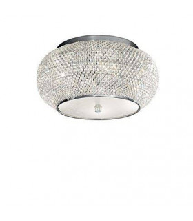 Plafoniera design Pasha Vetro, cristallo, metallo cromato 6 lampadine 22cm