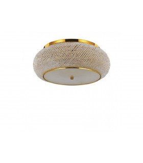 Plafón de diseño Pasha Glass, cristal, metal dorado 10 bombillas 21cm