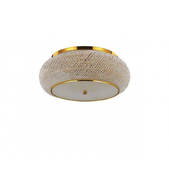 Plafoniera design Pasha Vetro, cristallo, metallo dorato 10 lampadine 21cm