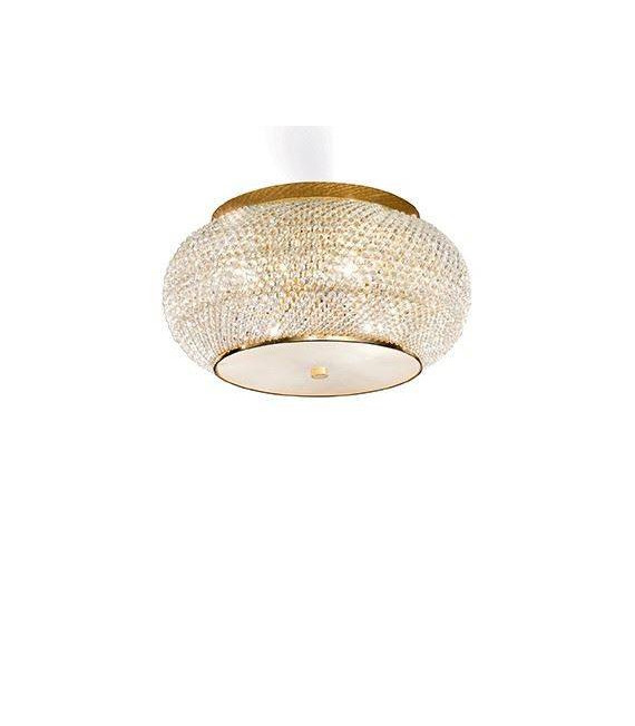 Plafonnier Design Pasha Verre,cristal,métal Or 6 ampoules 22cm