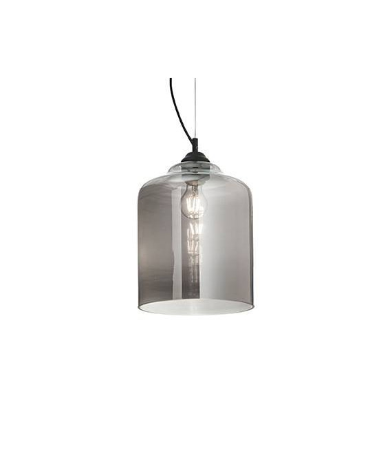 Bistro pendant Glass, black metal, smoked gray 1 bulb 45cm
