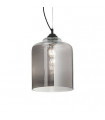 Suspension Bistro Verre,métal Noir,gris fumé 1 ampoule 45cm