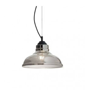 Bistro colgante Vidrio, metal negro, gris ahumado 1 bombilla 30cm