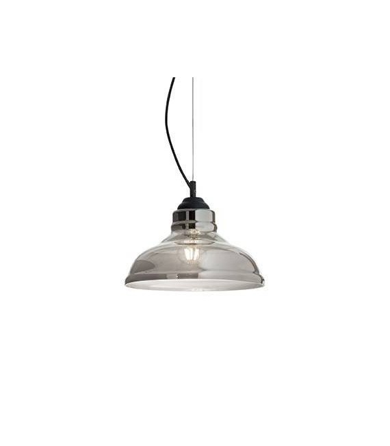 Sospensione Bistro Vetro, metallo nero, grigio fumé 1 lampadina 30cm