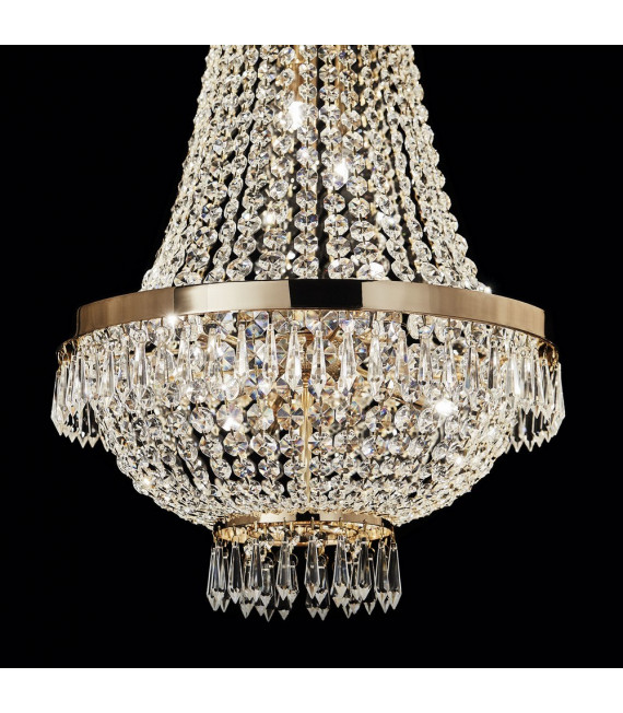 Grand Chandelier Caesar Métal Or 12 ampoules 110cm