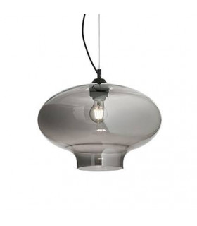 Bistro colgante Vidrio, metal negro, gris ahumado 1 bombilla 70cm