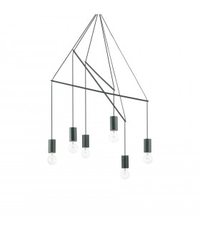 Suspension Pop Métal Noir 6 ampoules 100cm
