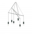 Pendant light Pop Metal Black 6 bulbs 100cm