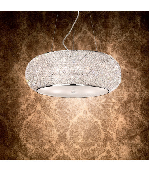 Integrierte LED-Aufhängung Pasha Metal Chrome 14 Glühbirnen 41cm