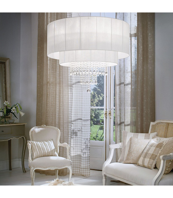 Suspension Opera Verre blanc 10 ampoules min 48 / max 130cm