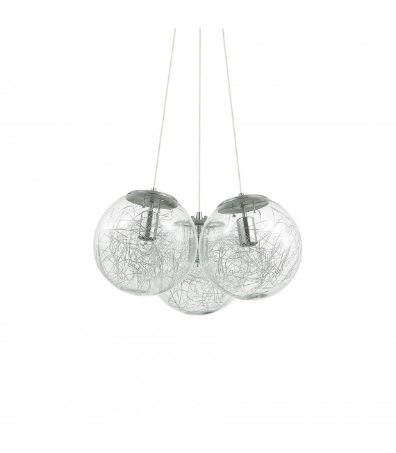 Suspension Mapa Métal Nickel 3 ampoules 39cm